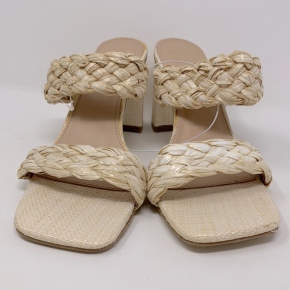 Nicole Miller Woven Straw Block Heeled Square Toe Sandals    NWOT - Picture 2 of 16